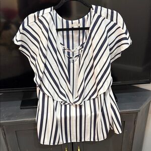 Cato Navy and White Striped Blouse